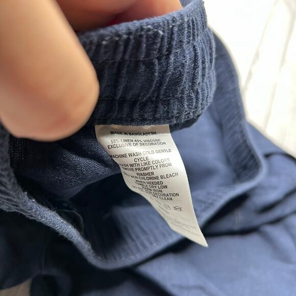 Nautica Blue Linen Coastal Shorts Elastic Waistband Stretch Size Small - Picture 8 of 9